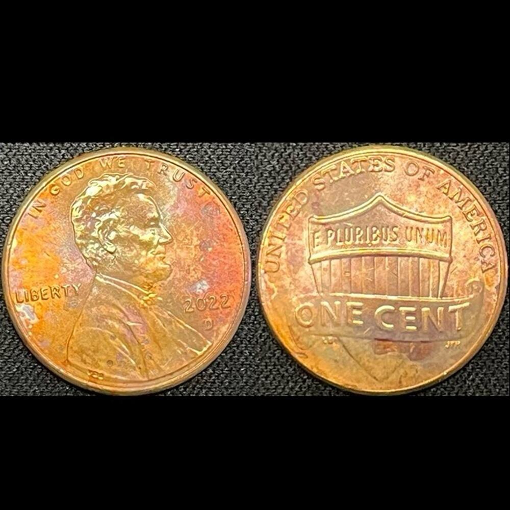 Lincoln One Cent 2022-D Synthesized Rainbow Toning Handmade Collection Coin #7